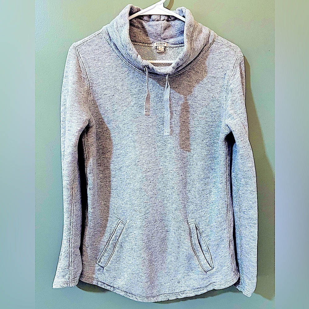 J. Crew high neck grey pullover with front pocket size small